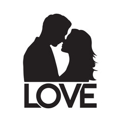 Love silhouette vector art illustration