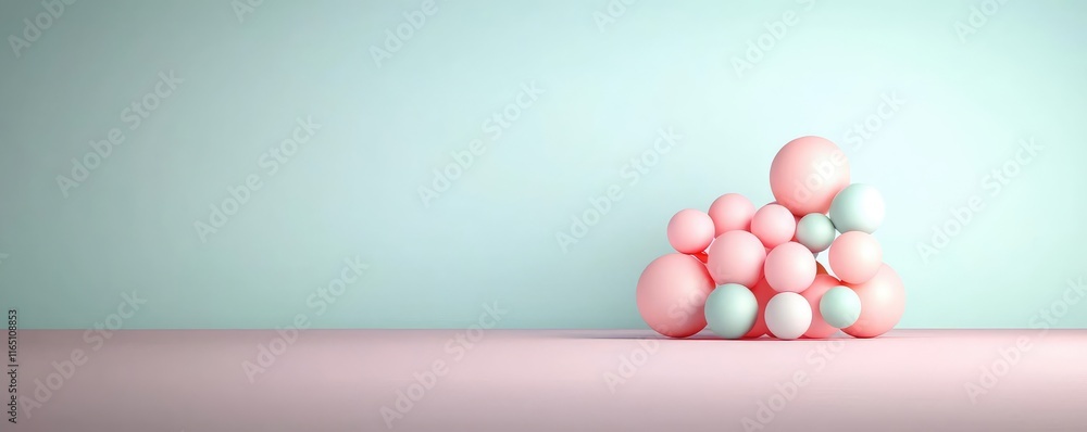 Poster Circles abstract background concept. Colorful spheres create a playful and modern composition against a soft background.