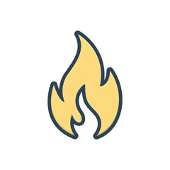 Color illustration icon for fire