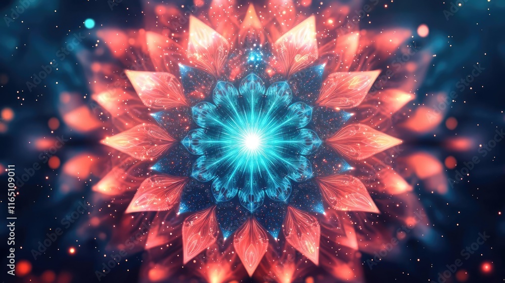Poster Fireworks abstract background idea. Vibrant abstract design featuring symmetrical patterns and bright colors, ideal for backgrounds.