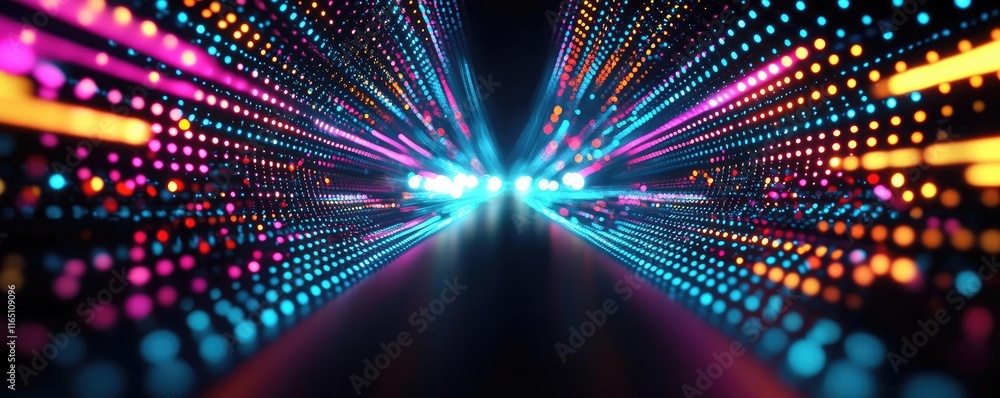 Poster Fireworks abstract background idea. Vibrant light trails create a dynamic visual experience, representing technology and innovation.