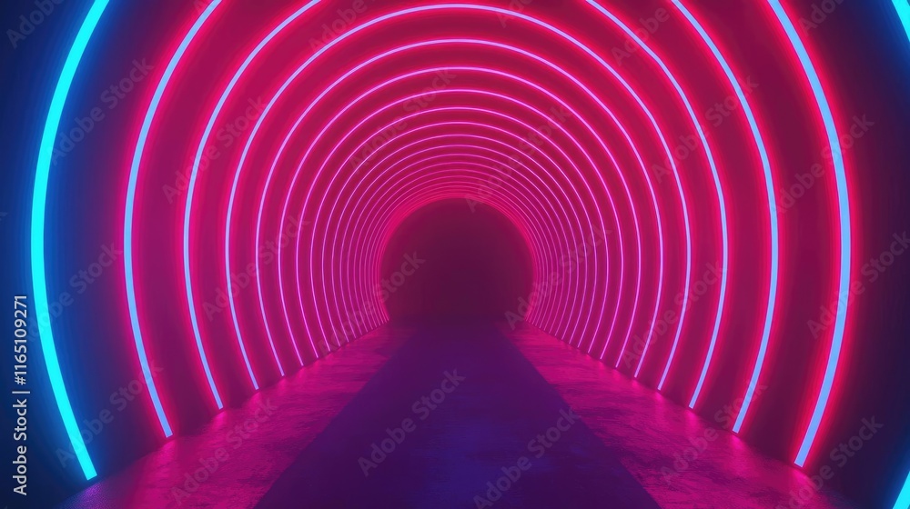 Poster fireworks abstract background idea. a futuristic tunnel illuminated with vibrant neon lights, creati