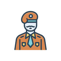 Color illustration icon for soldier