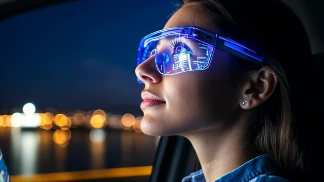 Innovative technology in urban driving at night with augmented reality glasses enhancing the experience