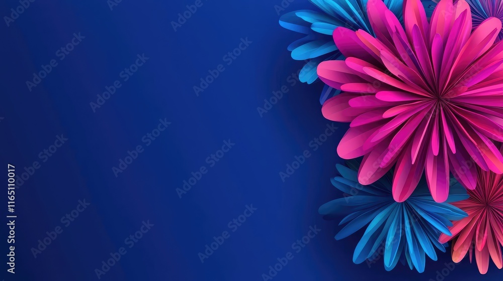 Aufkleber fireworks abstract background idea. colorful flowers create a vibrant composition on a deep blue bac