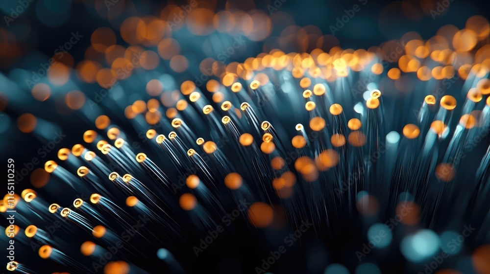 Poster Fireworks abstract background idea. Abstract close-up of fiber optic lights creating a mesmerizing visual effect.