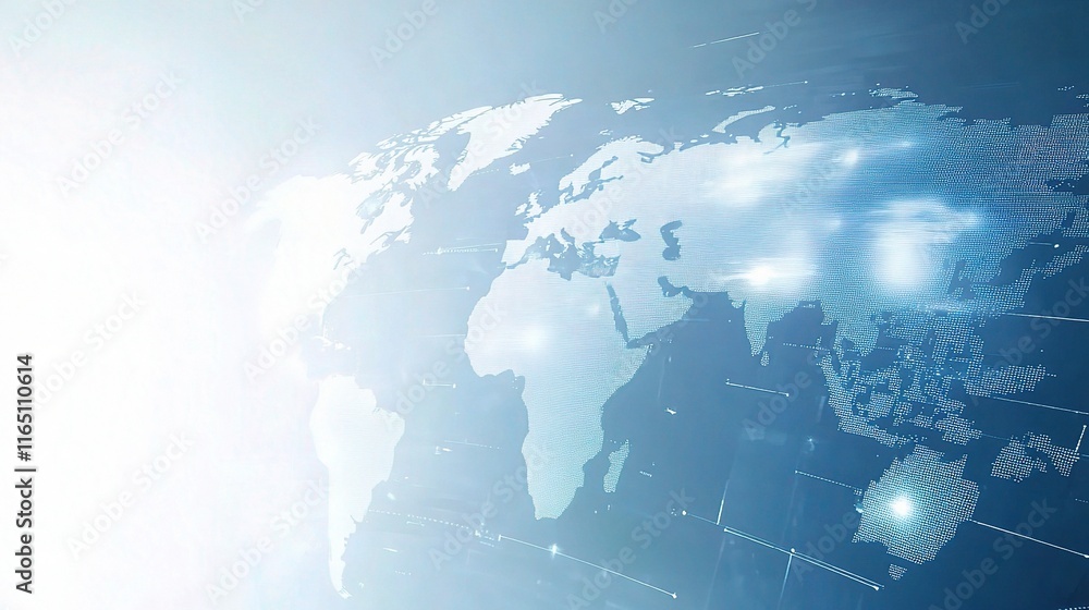 Poster high-tech business background featuring world map and digital elements