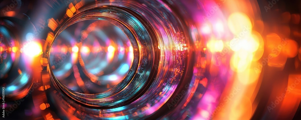 Poster circles abstract background concept. colorful abstract light reflections through a glass lens, showc