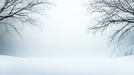 Fototapeta premium Serene Winter Landscape with Bare Trees and Snow