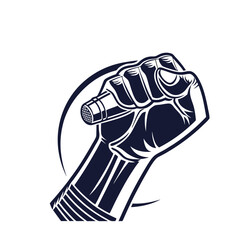 illustration of the iconic protester raised fist isolated on white background 