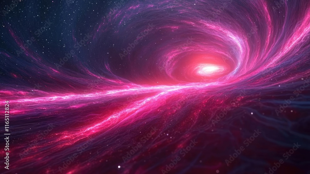 Poster Cosmic abstract background idea. Stunning representation of a cosmic vortex swirling with vibrant pink hues and starlit backdrop.