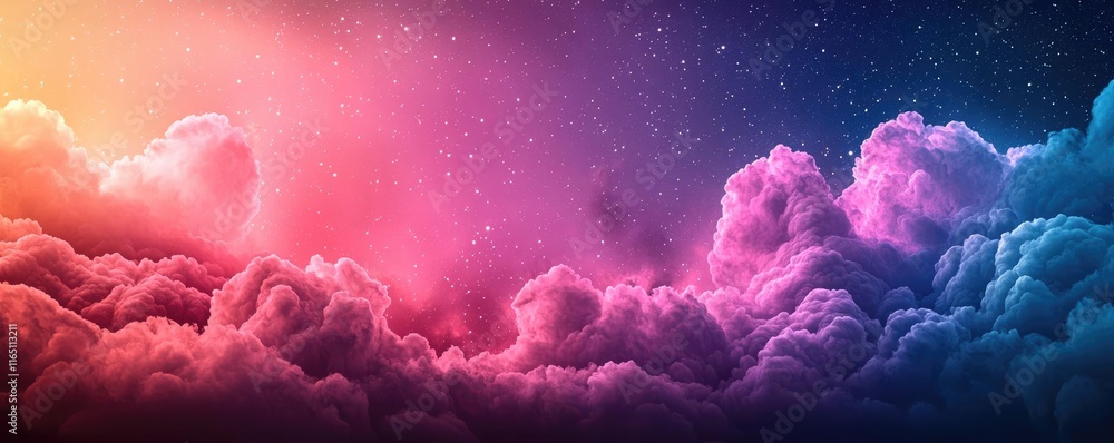 Poster cosmic abstract background idea. vibrant, colorful clouds creating a stunning sky at dusk, evoking a