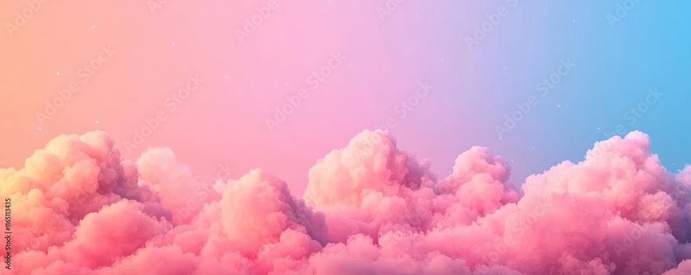 Poster Cosmic abstract background idea. A breathtaking view of colorful clouds in a vibrant sky during sunset.