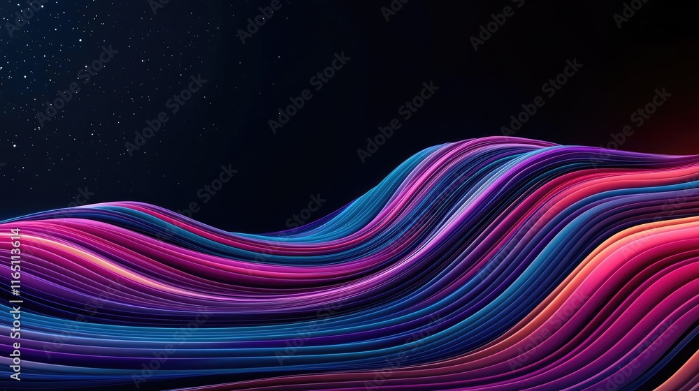 Poster Cosmic abstract background idea. Vibrant abstract waves in vivid colors create a dynamic visual experience.