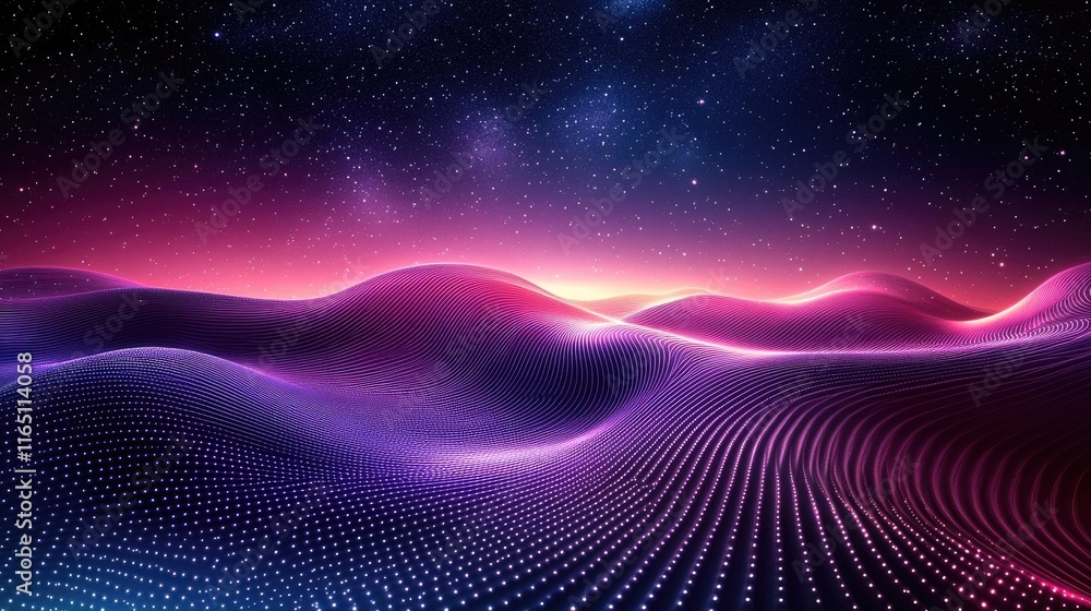 Poster cosmic abstract background idea. a vibrant abstract landscape with flowing waves and a mesmerizing s