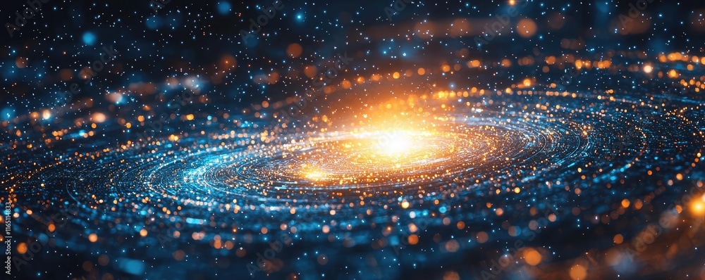 Poster cosmic abstract background idea. a breathtaking view of a spiral galaxy with vibrant stars and cosmi