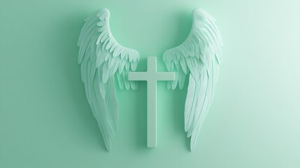 Angelic Wings Enveloping a Cross Symbol