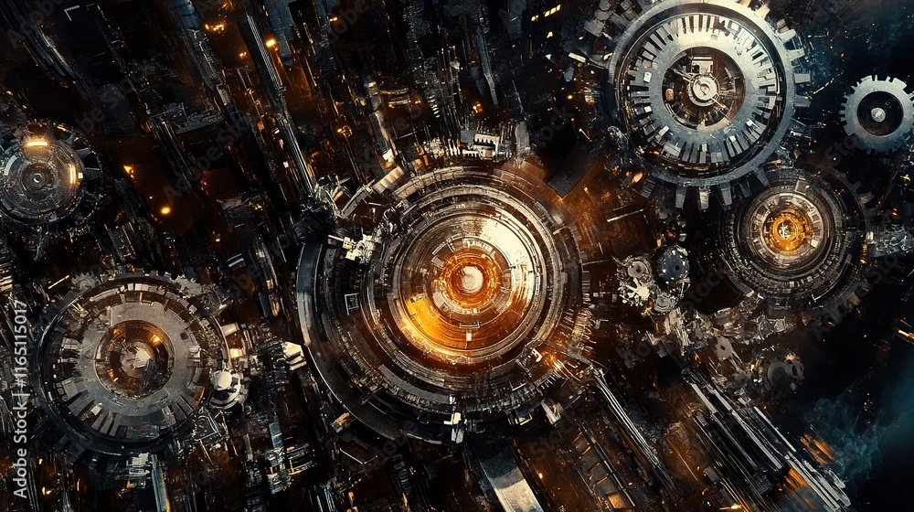 Aufkleber futuristic abstract background with technology gears and circuits