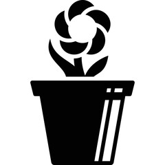 Simple vector icon flower in a pot