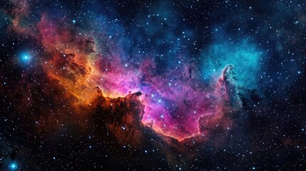 Obraz premium Cosmic abstract background idea. Stunning cosmic nebula with vibrant colors and starry background, depicting the universe.