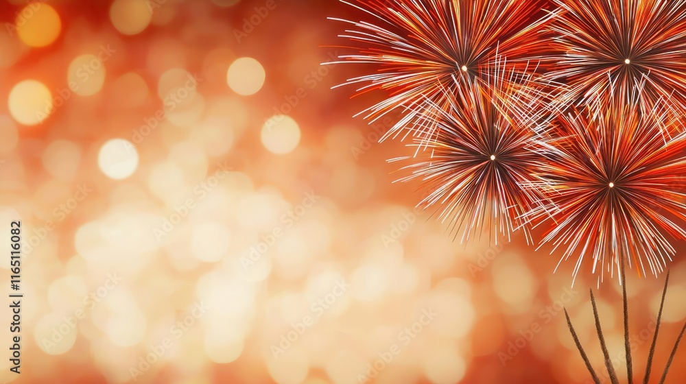 Poster fireworks abstract background idea. vibrant fireworks display against a warm, glowing background, ce