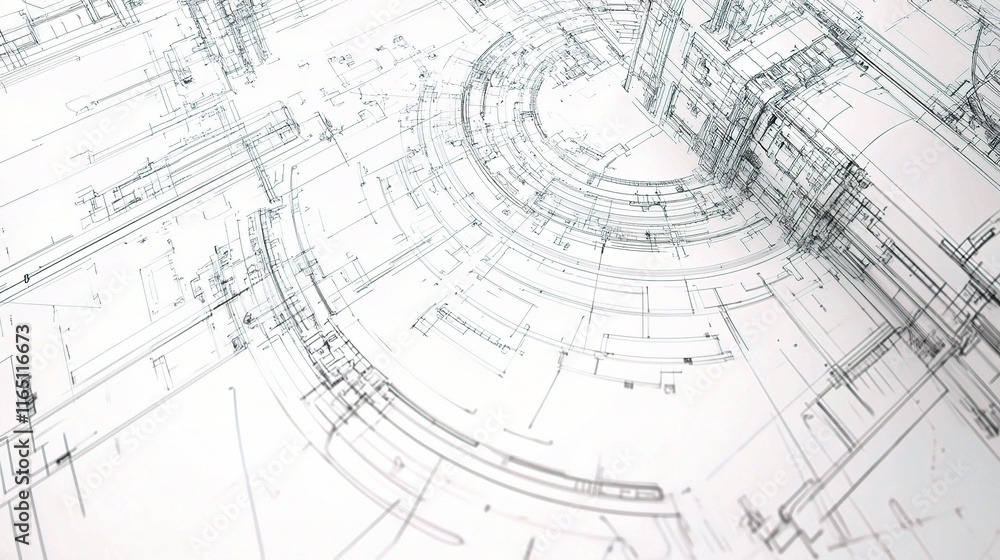 Poster detailed mechanical engineering drawing with standard background elements