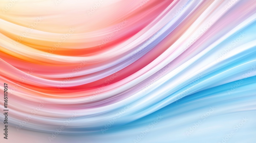 Poster dynamic flow of colorful waves abstract art digital rendering soft background artistic perspective v