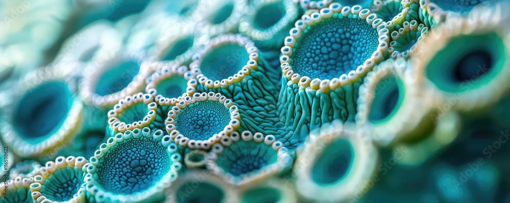 Aufkleber circles abstract background concept. stunning close-up of colorful coral textures in a vibrant marin