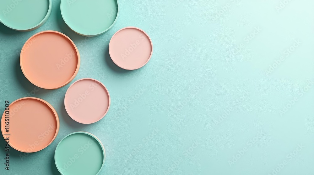 Poster circles abstract background concept. minimalist design featuring pastel-colored circles on a soft ba