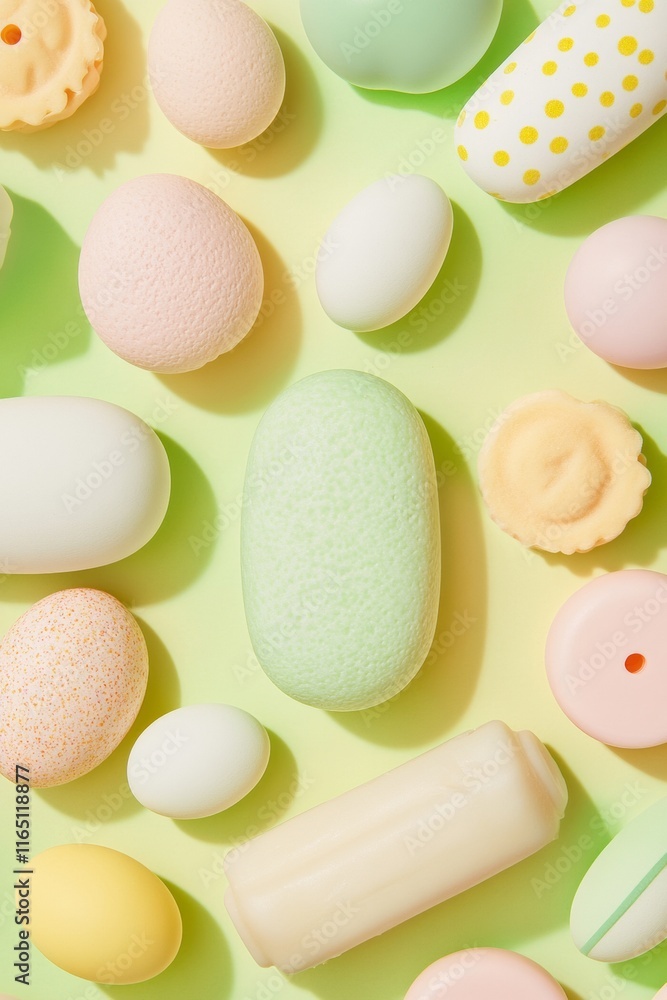 Poster pastel easter pattern assorted shapes on soft colored background