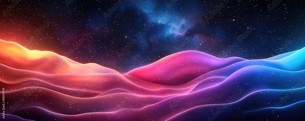 Poster cosmic abstract background idea. vibrant abstract waves in cosmic colors, blending seamlessly in a s