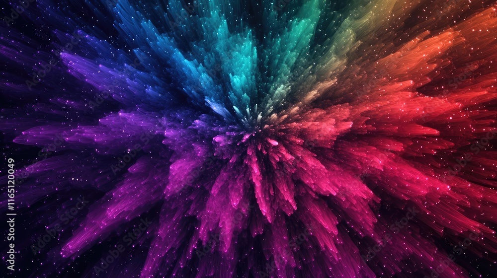 Poster Fireworks abstract background idea. Vibrant abstract explosion of color creating a dynamic and energetic visual experience.