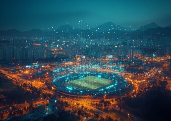 Nighttime Data-Driven View of South Korean Sports Arena with Visual Analytics Overlay