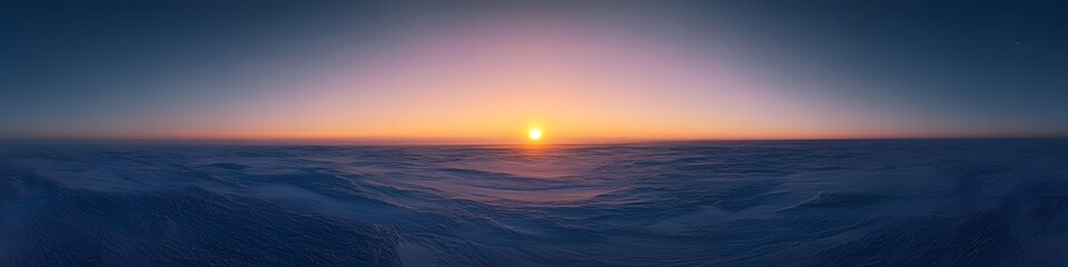 Obraz premium Panoramic view of the Midnight Sun blending with the Northern Lights over the Arctic Ocean, creating a surreal mix of colors, in 4K resolution