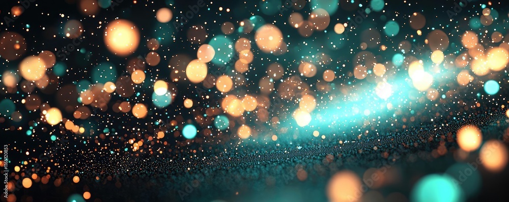 Poster Fireworks abstract background idea. Abstract background featuring vibrant particles and glowing lights in a dynamic composition.