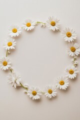 Obraz premium Minimalist Daisy Chain Frame on Neutral Background for Nature-Themed Design