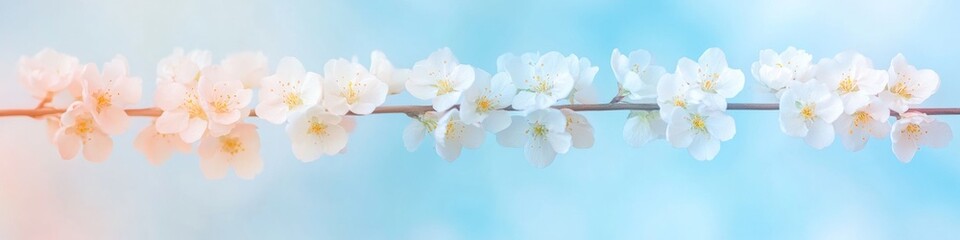 Fototapeta premium Delicate Flower Crabapple Blossoms Against a Soft Gradient Background
