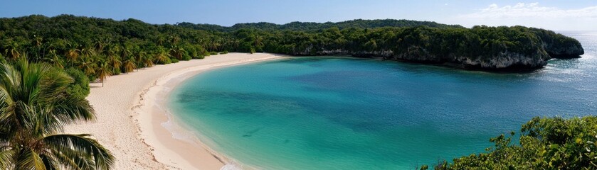 Fototapeta premium Serene beach landscape tropical paradise nature photography coastal view tranquil environment relaxation concept