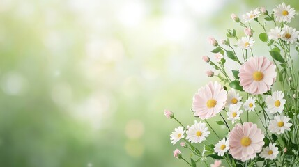 Soft Pastel Flower Bloom with Green Background