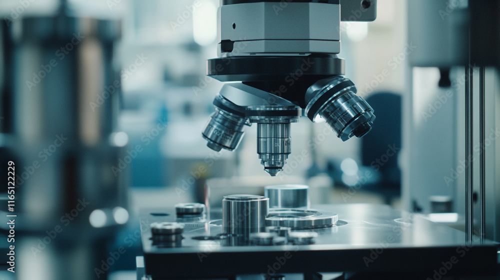 Aufkleber precision in motion at a microscopy lab observing intricate mechanical components