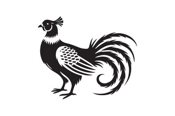 simple and unobtrusive Pheasant black and white vector silhouette illustration isolated in white background
