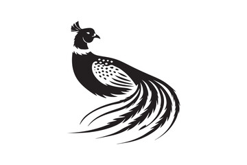 simple and unobtrusive Pheasant black and white vector silhouette illustration isolated in white background

