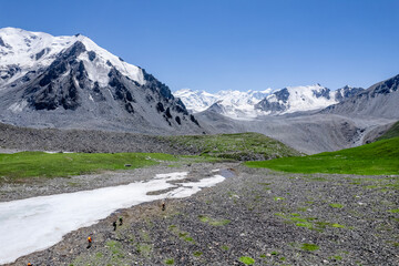Tien shan  mountains with glacier 
