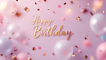 Pastel Balloons & Golden Script: A Happy Birthday Celebration