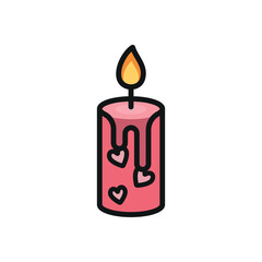 Valentine Candle Icon showcases an elegant and glowing style, ideal for highlighting cozy atmospheres, heartfelt gifts, or romantic ambiance
