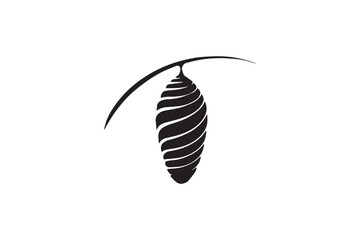 simple and unobtrusive Cocoon black and white vector silhouette illustration isolated in white background
