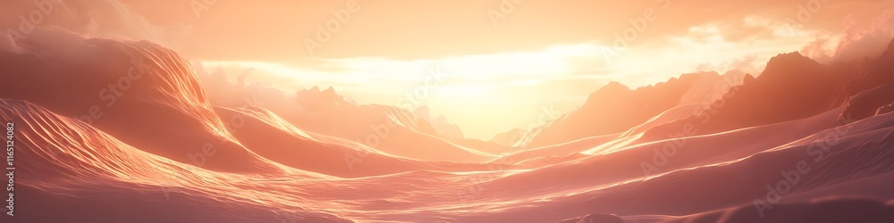 Aufkleber Panoramic view of The Wave s sandstone formations glowing under soft morning light, with intricate patterns creating a surreal foreground, in 4K resolution