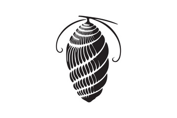simple and unobtrusive Cocoon black and white vector silhouette illustration isolated in white background
