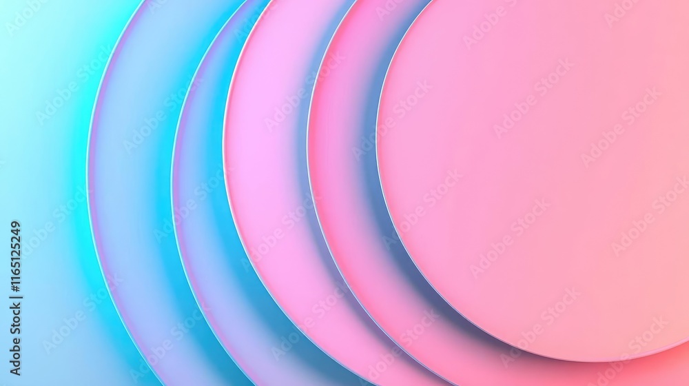 Poster circles abstract background concept. vibrant layered circles in pink and blue hues for modern design