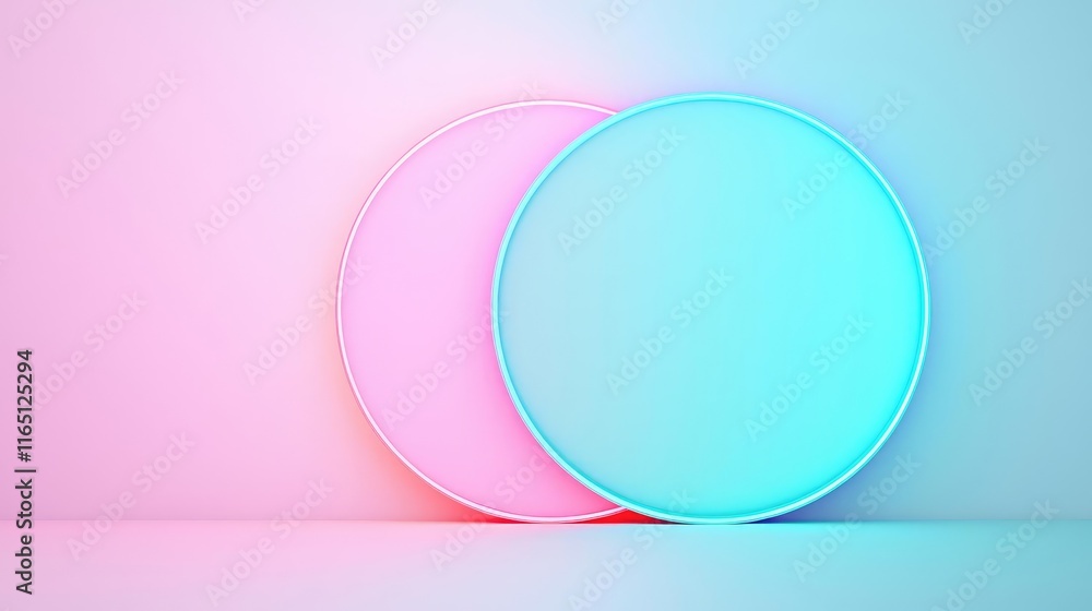 Poster Circles abstract background concept. Minimalist colored circles create a modern and vibrant visual effect.